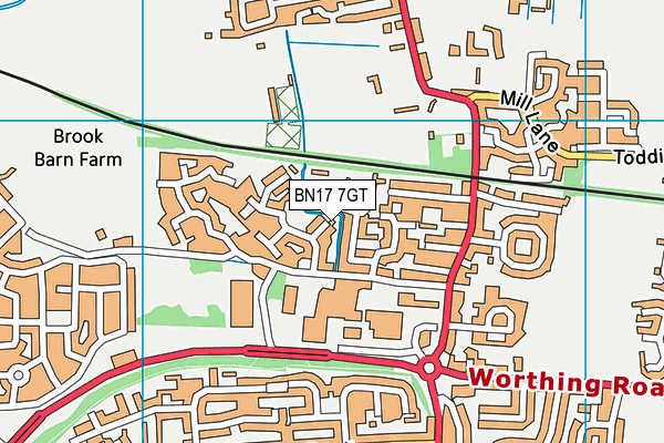BN17 7GT map - OS VectorMap District (Ordnance Survey)
