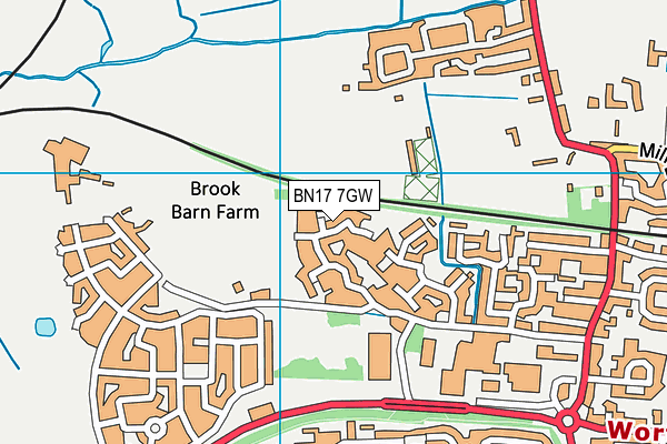 BN17 7GW map - OS VectorMap District (Ordnance Survey)