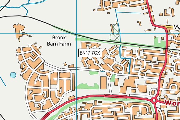 BN17 7GX map - OS VectorMap District (Ordnance Survey)