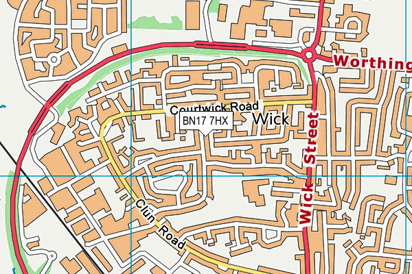 BN17 7HX map - OS VectorMap District (Ordnance Survey)