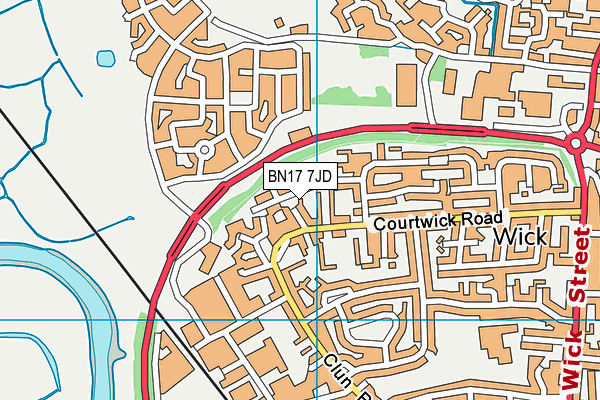 BN17 7JD map - OS VectorMap District (Ordnance Survey)