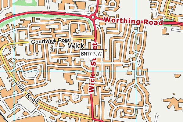 BN17 7JW map - OS VectorMap District (Ordnance Survey)