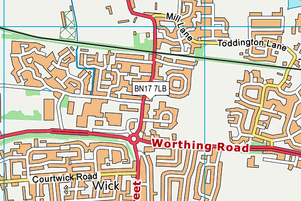BN17 7LB map - OS VectorMap District (Ordnance Survey)