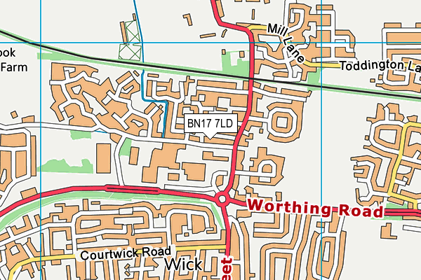 BN17 7LD map - OS VectorMap District (Ordnance Survey)