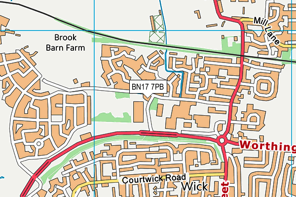 BN17 7PB map - OS VectorMap District (Ordnance Survey)