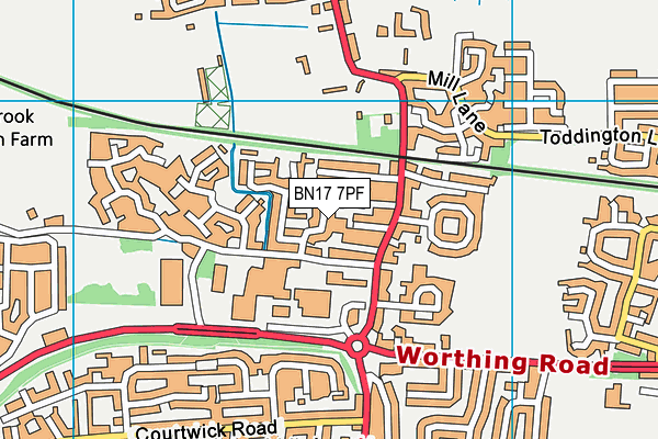 BN17 7PF map - OS VectorMap District (Ordnance Survey)