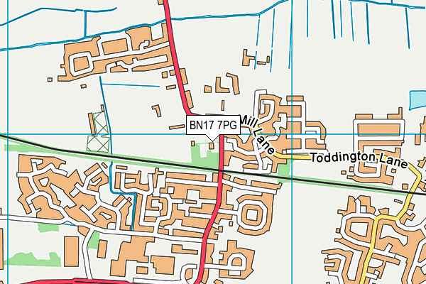 BN17 7PG map - OS VectorMap District (Ordnance Survey)