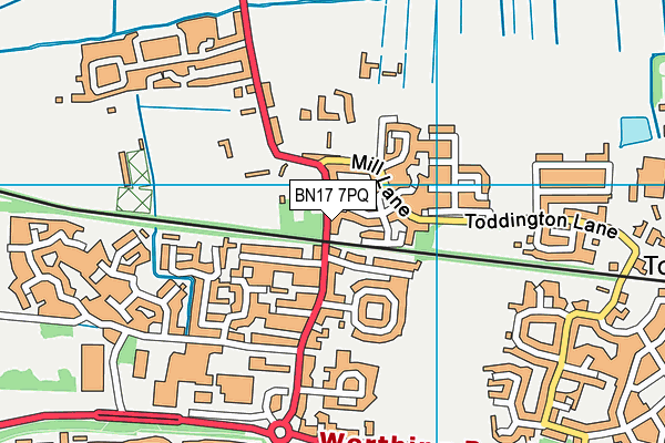 BN17 7PQ map - OS VectorMap District (Ordnance Survey)