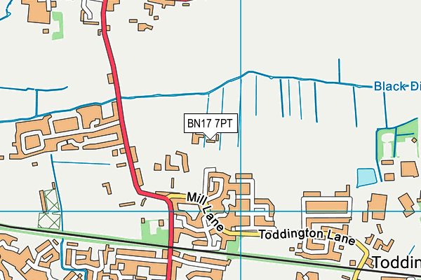 BN17 7PT map - OS VectorMap District (Ordnance Survey)