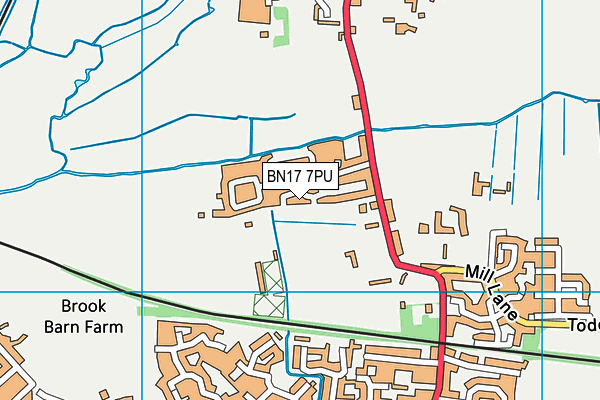 BN17 7PU map - OS VectorMap District (Ordnance Survey)