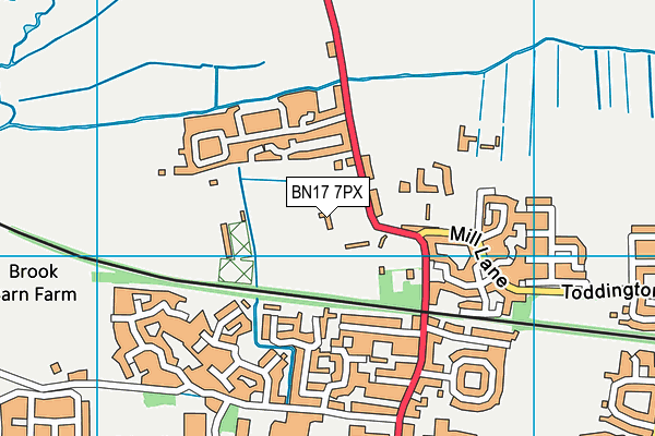 BN17 7PX map - OS VectorMap District (Ordnance Survey)