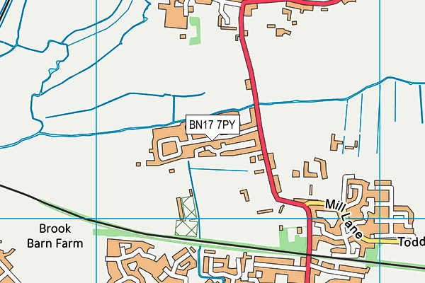 BN17 7PY map - OS VectorMap District (Ordnance Survey)