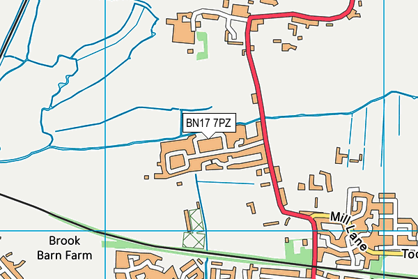 BN17 7PZ map - OS VectorMap District (Ordnance Survey)