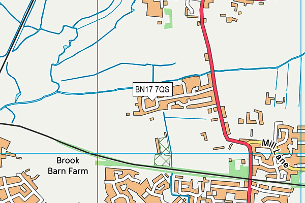 BN17 7QS map - OS VectorMap District (Ordnance Survey)