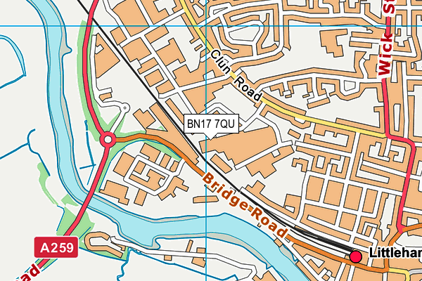 BN17 7QU map - OS VectorMap District (Ordnance Survey)