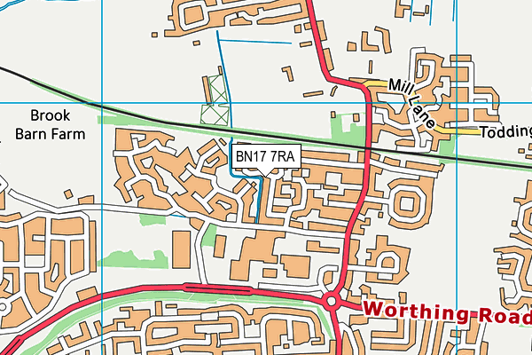 BN17 7RA map - OS VectorMap District (Ordnance Survey)