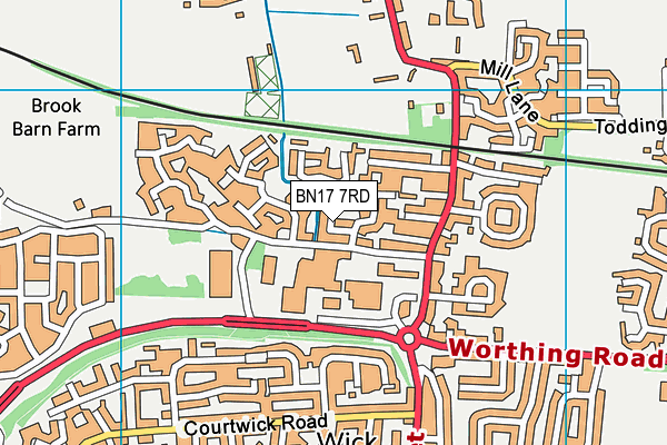 BN17 7RD map - OS VectorMap District (Ordnance Survey)