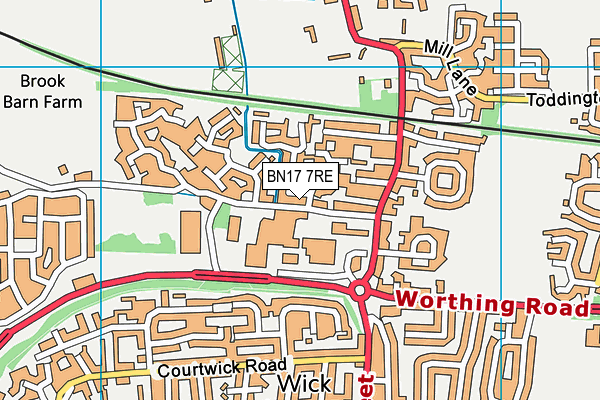 BN17 7RE map - OS VectorMap District (Ordnance Survey)