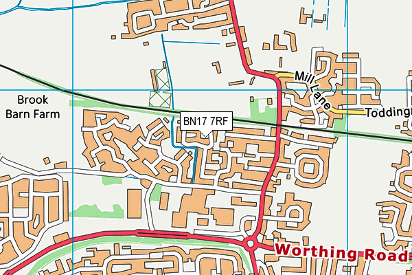 BN17 7RF map - OS VectorMap District (Ordnance Survey)