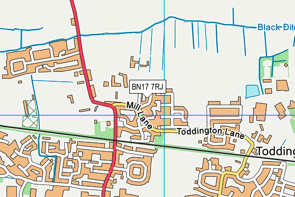 BN17 7RJ map - OS VectorMap District (Ordnance Survey)