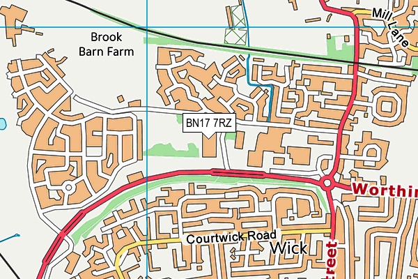 BN17 7RZ map - OS VectorMap District (Ordnance Survey)