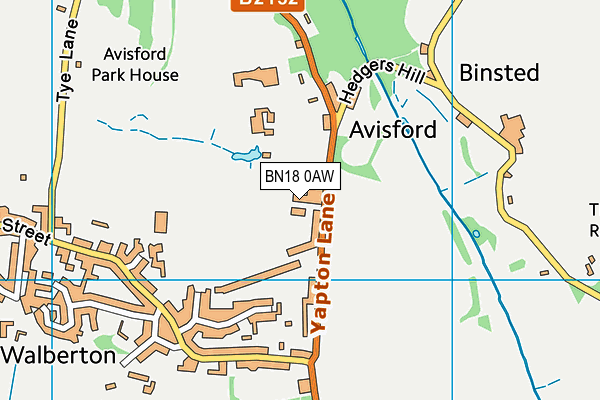 BN18 0AW map - OS VectorMap District (Ordnance Survey)