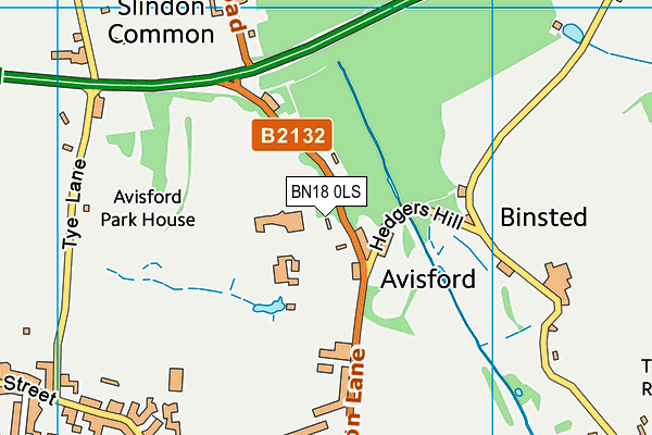 Avisford Park Golf Club map (BN18 0LS) - OS VectorMap District (Ordnance Survey)