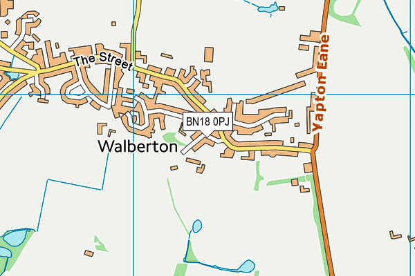 Walberton Playing Fields map (BN18 0PJ) - OS VectorMap District (Ordnance Survey)