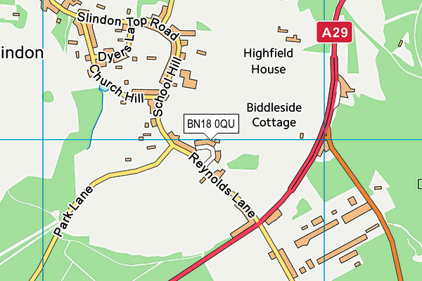 Slindon CofE Primary School map (BN18 0QU) - OS VectorMap District (Ordnance Survey)