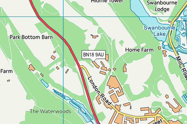 BN18 9AU map - OS VectorMap District (Ordnance Survey)