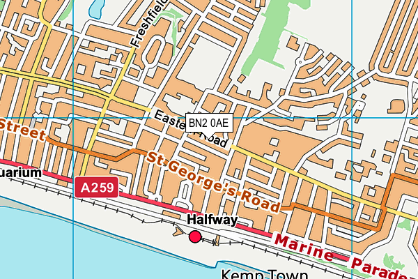 BN2 0AE map - OS VectorMap District (Ordnance Survey)