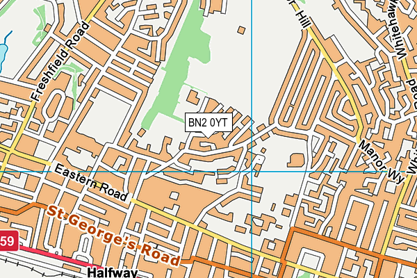 BN2 0YT map - OS VectorMap District (Ordnance Survey)