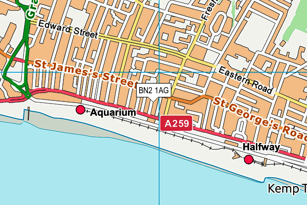 BN2 1AG map - OS VectorMap District (Ordnance Survey)