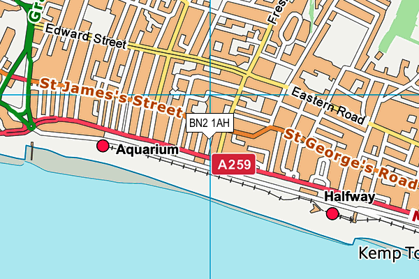 BN2 1AH map - OS VectorMap District (Ordnance Survey)