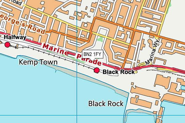 BN2 1FY map - OS VectorMap District (Ordnance Survey)