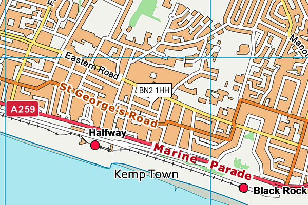 BN2 1HH map - OS VectorMap District (Ordnance Survey)