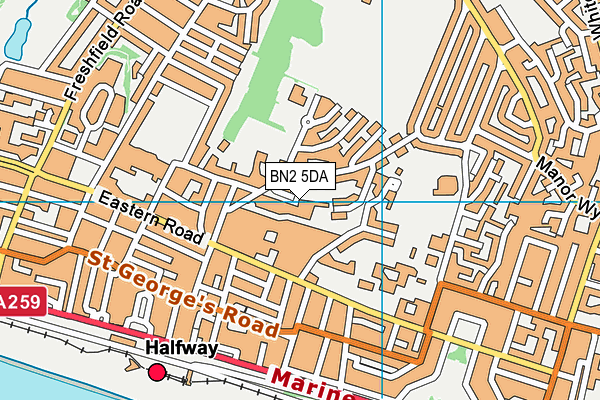 BN2 5DA map - OS VectorMap District (Ordnance Survey)