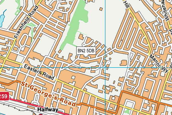 BN2 5DB map - OS VectorMap District (Ordnance Survey)