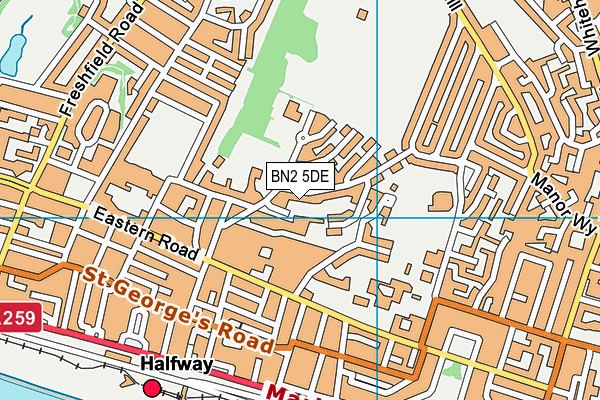 BN2 5DE map - OS VectorMap District (Ordnance Survey)