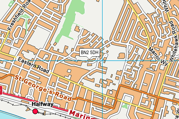 BN2 5DH map - OS VectorMap District (Ordnance Survey)