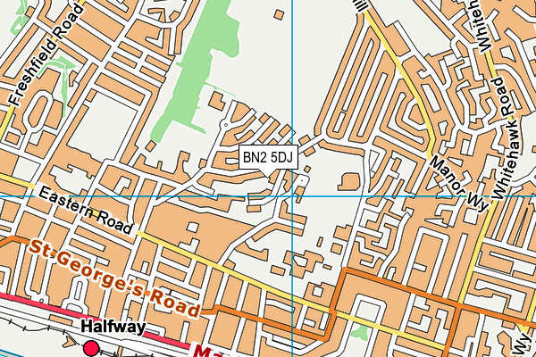 BN2 5DJ map - OS VectorMap District (Ordnance Survey)