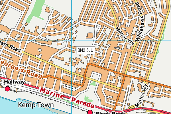 BN2 5JU map - OS VectorMap District (Ordnance Survey)