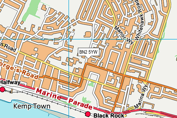 BN2 5YW map - OS VectorMap District (Ordnance Survey)