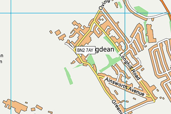 BN2 7AY map - OS VectorMap District (Ordnance Survey)