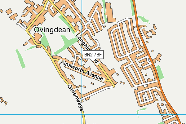 BN2 7BF map - OS VectorMap District (Ordnance Survey)