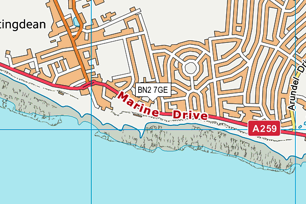 BN2 7GE map - OS VectorMap District (Ordnance Survey)