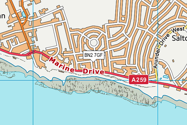 BN2 7GF map - OS VectorMap District (Ordnance Survey)