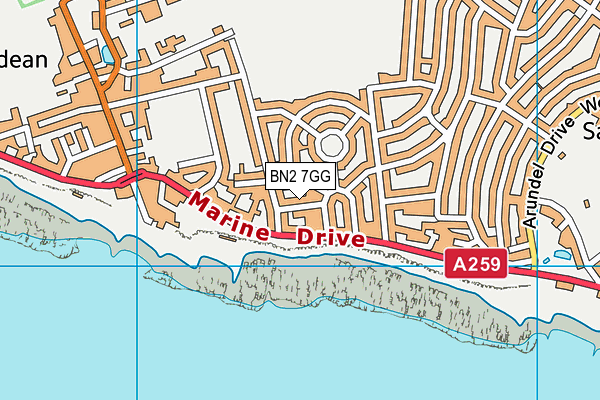 BN2 7GG map - OS VectorMap District (Ordnance Survey)