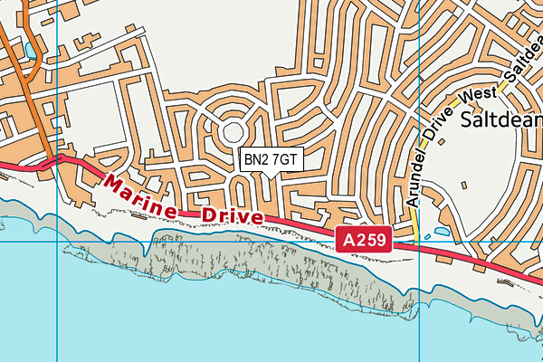 BN2 7GT map - OS VectorMap District (Ordnance Survey)