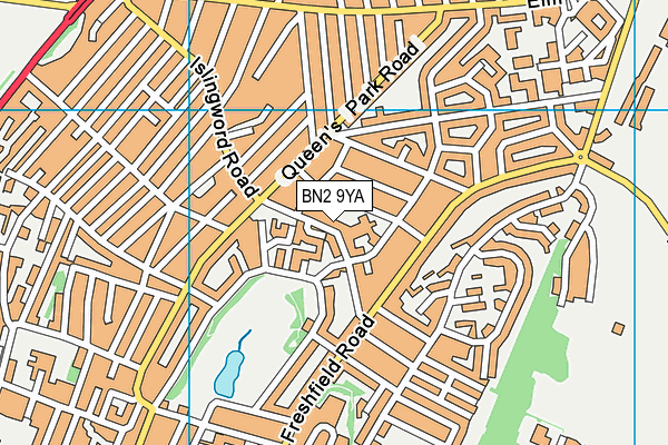 BN2 9YA map - OS VectorMap District (Ordnance Survey)